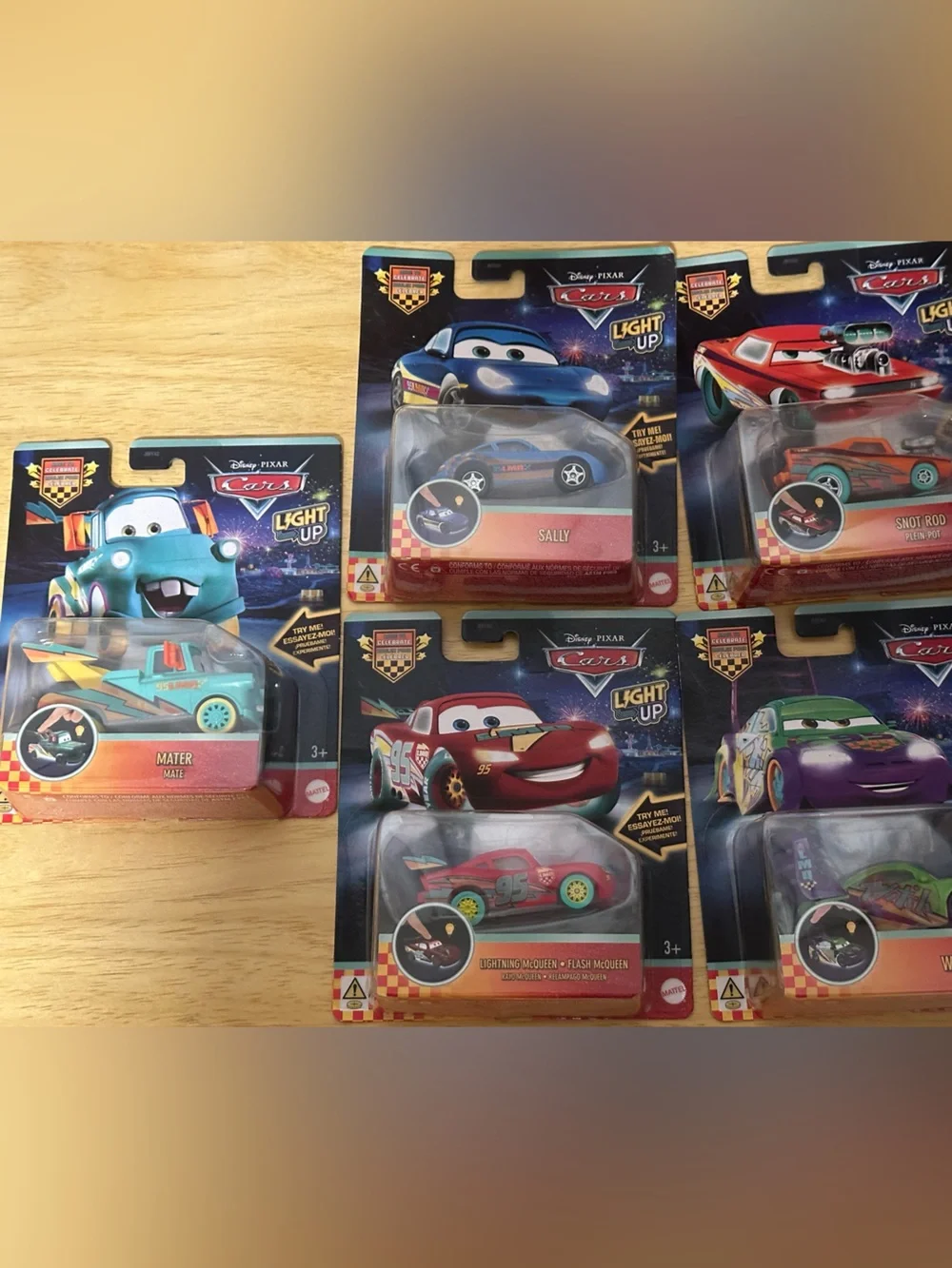 Cars Light Up Vehicle Pack - set of 5, mater, McQueen, sally, snot rod, wingo